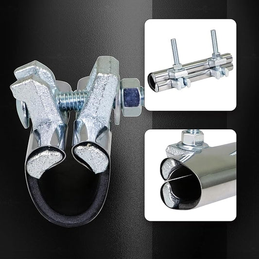 HIGHCRAFT 60200TTSD-5, Single Pipe Repair Clamp 2'', Double Bolt, 6” Long, Stainless Steel (5 Pack), Chrome
