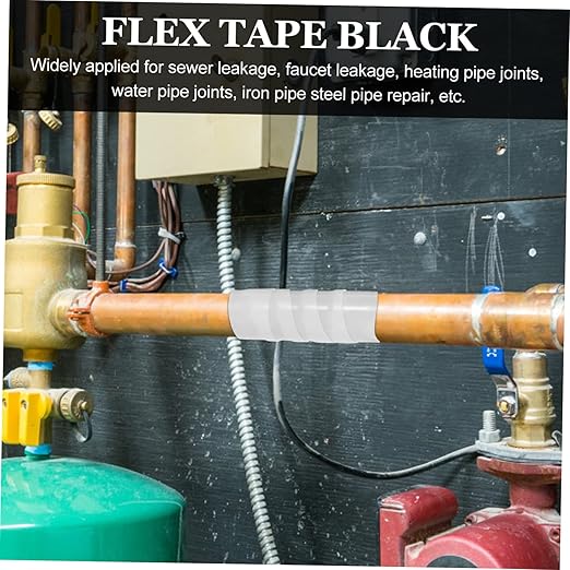 TEHAUX 5pcs Flex Pipe Seal Tape Rubberized Duct Tape for Leak Repair Wide Sealant for More for Home Plumbing and Maintenance