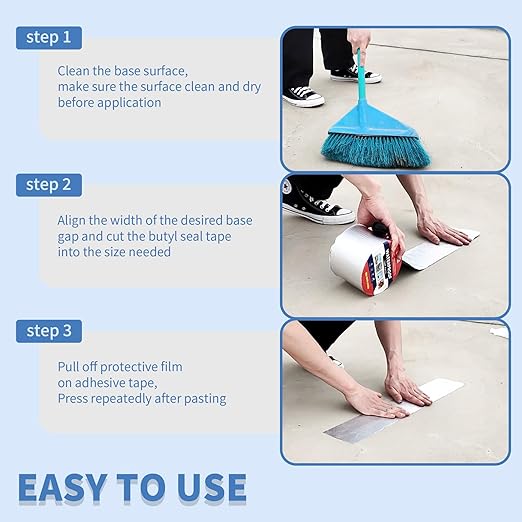 2" W X 16.4'L Waterproof Tape for Leaks Aluminum Butyl Tape with Adhesive for RV Repair, Glass Repairs, Air Mattress Patch, Window Caulking, Boat Sealing, Roof Patching