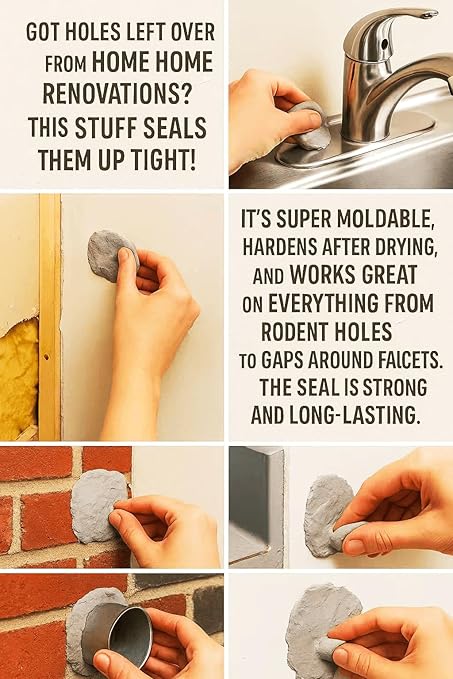 2026 Upgraded Moldable Sealant Clay Putty – Easy-to-Use Waterproof Sealing Mastic for Wall Holes, Mouse Hole Sealer, Pipe Leak Repair & Duct Seal,Indoor/Outdoor Use,0.5 lb (227g)