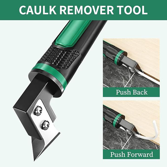 6 in 1 Caulk Remover Tool with Dual-End Multi-Function Handle – Includes Grout Removal Tool for Bathroom, Kitchen, Tile, Shower, Sink & Window Sealing and Cleaning