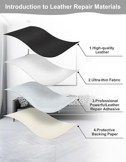 Leather Repair Patch,17x54 Inch Self-Adhesive Vinyl Repair Tape,Large Black PU Patch for Couch,Sofa, Furniture,Car Seat,Office Chair,Handbag (Black)