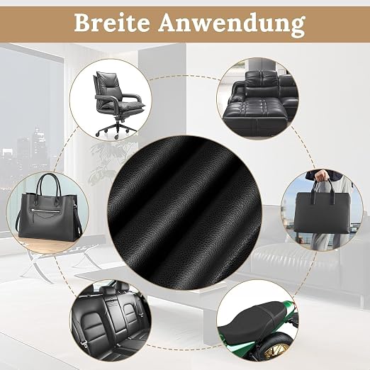 SYRKRC Leather Self Adhesive Leather Repair Set, Leather Repair Patch, Faux Leather Patches, Leather Repair and Renovation for Sofa, Car Seats, Leather headboard, Handbags (Black, 17 x 79 Inch)