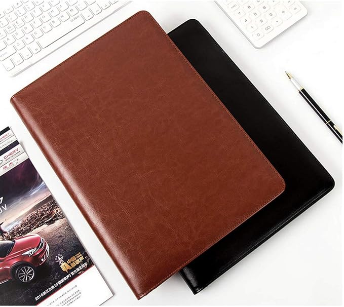 Leather Business/Resume Portfolio Organizer with Legal Pad Folder Clipboard, Interview Folder for Men/Women, Brown