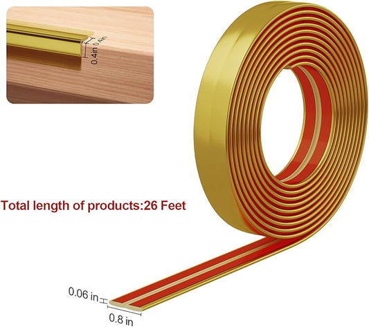 26 Feet Flexible Corner Protector Trim Molding 0.8 in Width Peel and Stick Molding 90 Inside & Outside Corner Guards Trim for Tile and Wall Edges Gaps, Furniture and Wall Repair-Gold