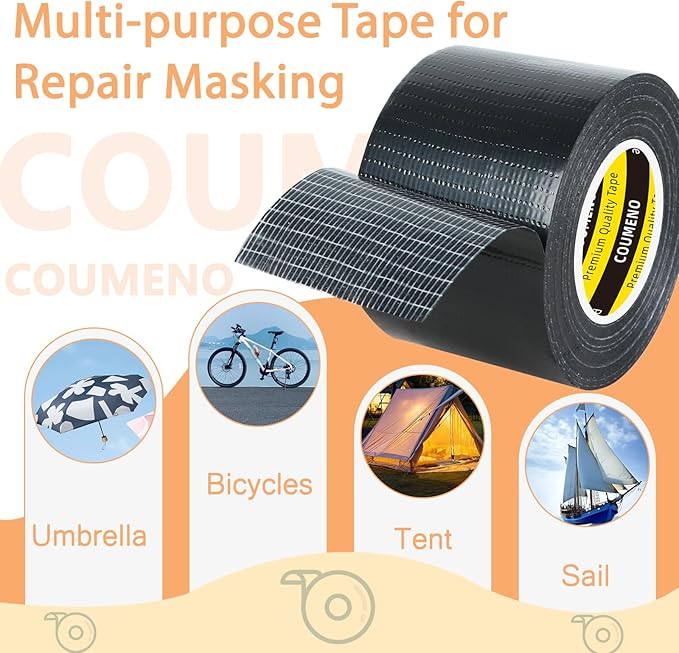 Strong Adhesive Cloth Weather Stripping Tape 2in x 66FT Black - Weather Sealing Strip for Sliding Windows/Doors, Draft Blocker & Insulation, Soundproof Dustproof Waterproof Windproof