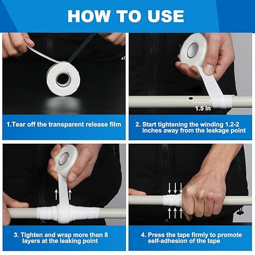 Self-Fusing Silicone Tape 1inx10', Hose Repair Tape, Heavy Duty Leak Proof Sealing Tape for Pipe & Plumbing Repairs, Wraping Electrical Wires,Tool Fixation,Dumbbells,More DIY Repairs (20 Mil)