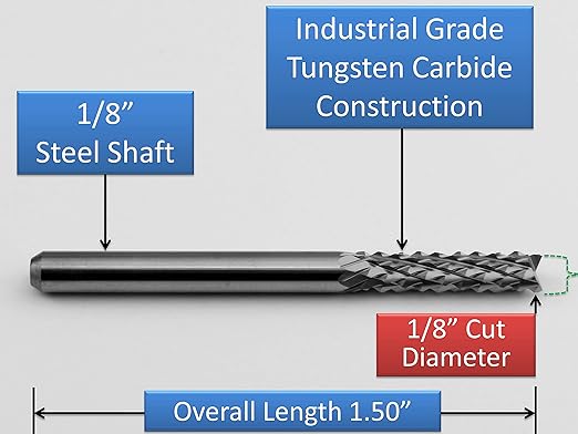 Grout Removal Tool Tile Cutting Bit Variety Set 1/8-Inch, 3/32-Inch, 1/16-Inch
