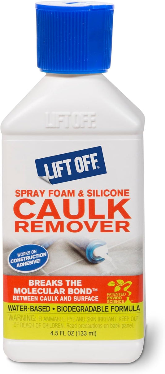 Motsenbocker's Lift Off 41145-12PK 4.5-Ounce Spray Foam and Silicone Caulk Remover Safe on Showers, Baseboards, Stainless Steel, Ceramic, and More, Water-Based, 4.5 Fl Oz, Pack of 12