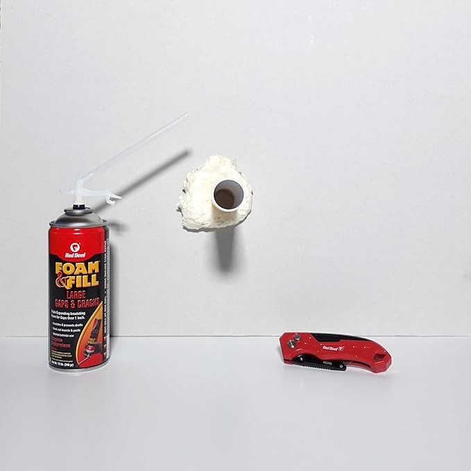 Red Devil 0909 Foam & Fill Large Gaps & Cracks Polyurethane Foam Sealant, 12 oz., Off White, 12 Pack