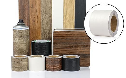 BOMEI PACK Wood Grain Repair Tape,Self Adhesive Repair Patch for Furniture, Floors, Cabinets, Windows, Doors, RV, Home Decor and DIY Projects (2, White)