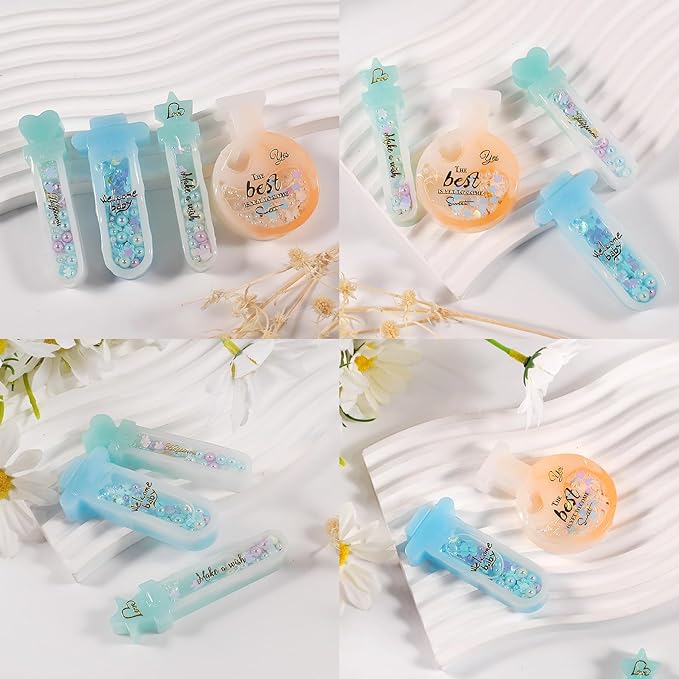 Resin Shaker Molds Set Magic Potions Keychain Charm Pack of 7 Silicone Trays Seal Films Precision Tip Applicator Bottle Kits Bundle