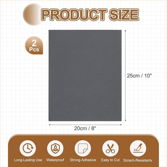MECCANIXITY 2 Pcs Leather Repair Patch 8"x10" Self-Adhesive Leather Vinyl Repair Tape Kit for Furniture Couches Sofa Chair Car Boat Seats Jackets, Dark Gray