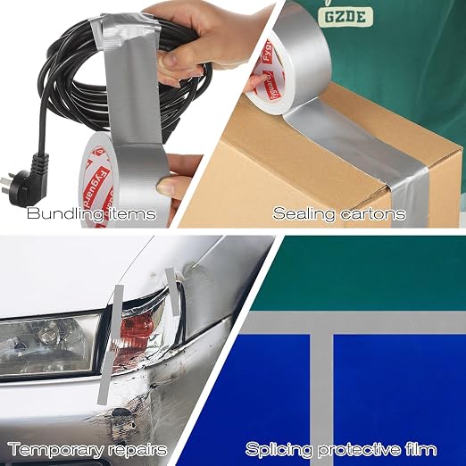 3 Pack Silver Duct Tape 1.89 Inch x 60 Yard Total Heavy Duty 8.27Mil Waterproof All Weather, Hand Tearable Duct Tape for Indoor Outdoor Emergency Repairs Duct Sealing Wire Bundling Fixation DIY