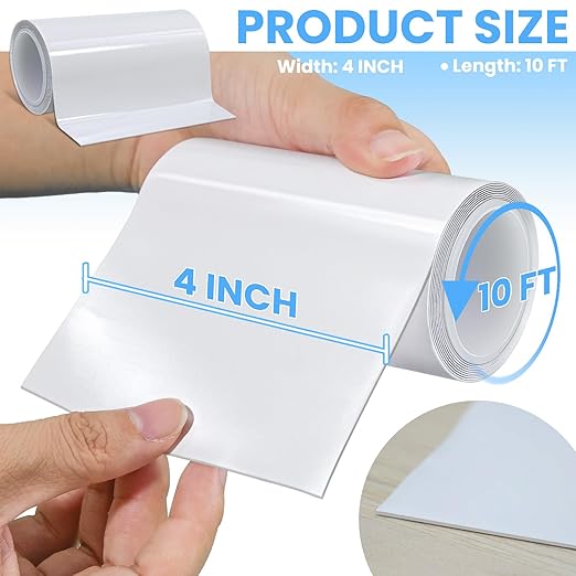 Tikfoam Waterproof Repair Tape for Fabric, Plastic, Awning, RV Underbelly, Tarp, Tent, Sail and Boat Cover Outdoor Repair Patch, Heavy Duty,4 Inch x 10FT White