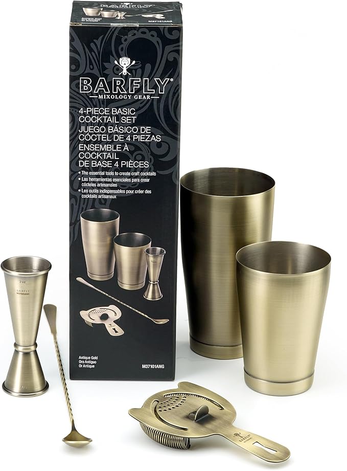 Barfly Basics Cocktail Set, 5-Piece, Antique Gold