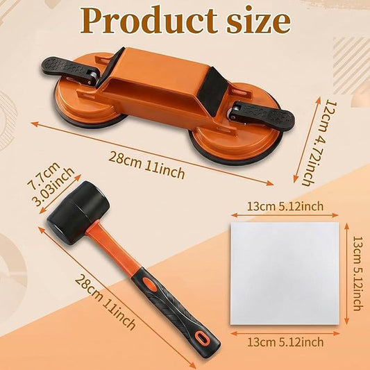 Floor Gap Fixer Tool 2026 New Heavy Duty Floor Gap Repair Tool with Enhanced Suction Cup & Mallet and 5pcs Sticky Pads for Laminate Vinyl Wood Tile Flooring (Orange)