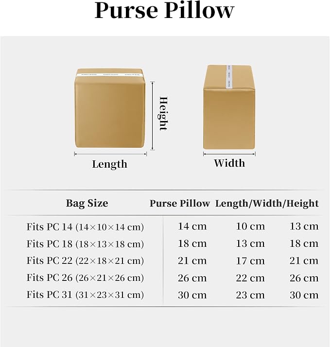 Purse Pillow Insert to Keep Shape - Lightweight Memory Foam Insert with Satin Cover for Home Storage & Travel, Multicolor Options, Fits for Picotin 22(Biscuit, PC22)