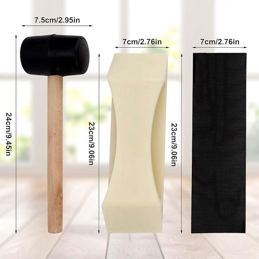 3 Pcs Floor Gap Fixer Tool Kit, LVP Installation Kit Trapezoidal Knock Block Hammer & Adhesive Backing for All Wood Surfaces Laminate Vinyl and Hardwood Flooring Tool Repair