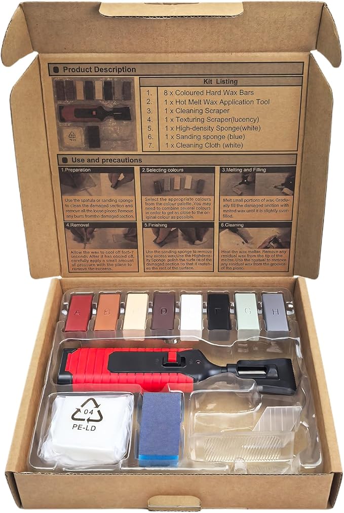 Tile Repair Kit with Electric Heating Pen & Wax Blocks, Ceramic Tile Repairing Tool Set for Repairing Cracks, Gaps in Ceramic Tile, Porcelain, Walls, Tubs, Floor