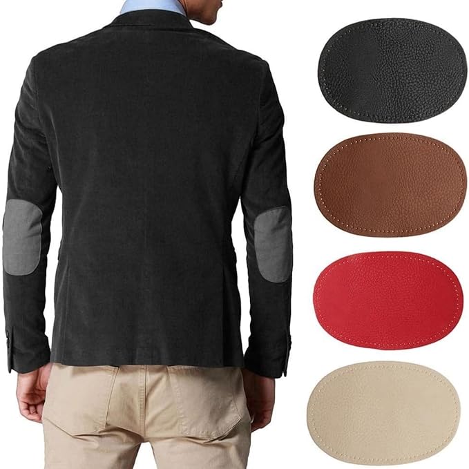 BeeSpring 2 Pieces Pu Leather Patch Sew on Patches Repir Elbow Knee for Clothes Clothing Accessories - Coffee Colour