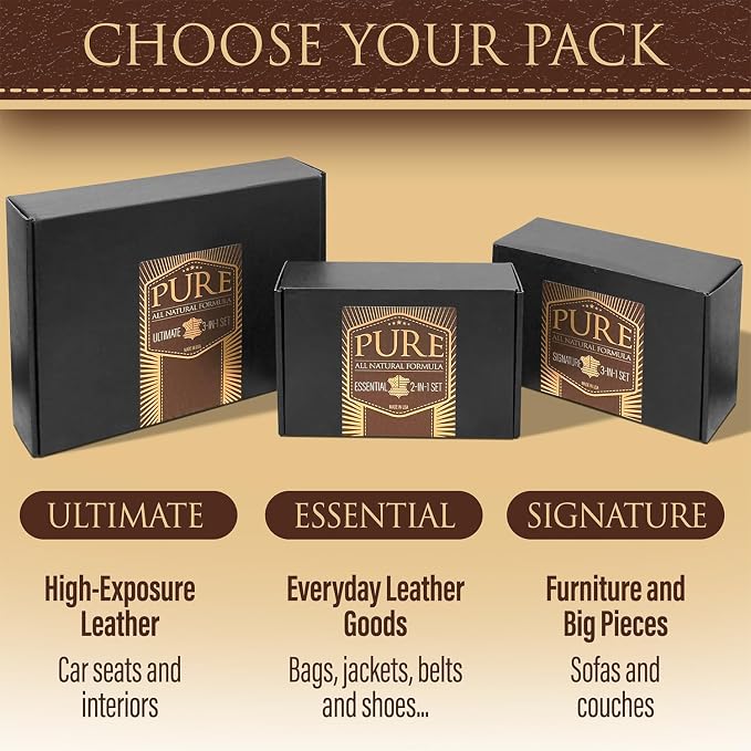 Shop Square Pure Beeswax Leather Care Kit — Natural Cleaner, Conditioner & Detailer for Jackets, Boots, Handbags & Designer Leather | Tea Tree + Beef Tallow Formula | Made in USA