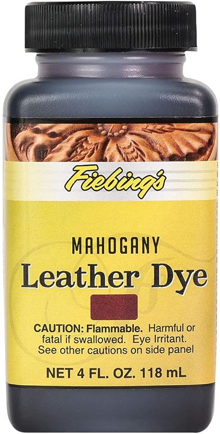 Fiebing's Leather Dye (4 Fl Oz, Mahogany) - Alcohol-Based, Penetrating, Permanent Dye for Shoes, Boots, Belts, Bags, Furniture - Includes Wool Dauber Applicator - Recolor & Restore Leathercraft