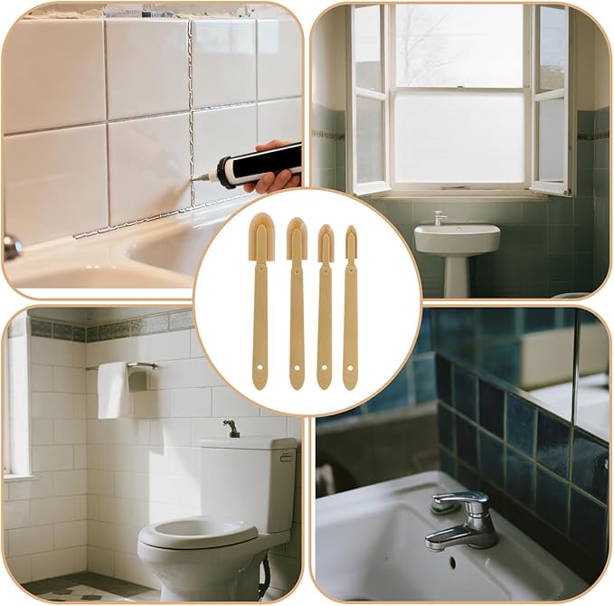 8pcs Rubber Caulking Tool Set, Reusable Silicone Caulk Finishing Spatulas Remover Sealant Smoothing Grout Sealer Spreader Finger Applicator for Kitchen Bathroom Tiles Window Floor Sink (4 Sizes)