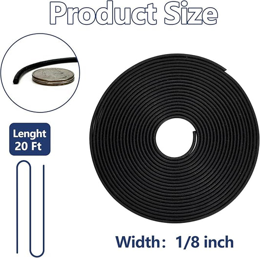 20FT Backer Rod 1/8 inch, Black Rubber Caulk Saver, Concrete Expansion Joint Filler, Weather Strip Seal for Gaps and Joints