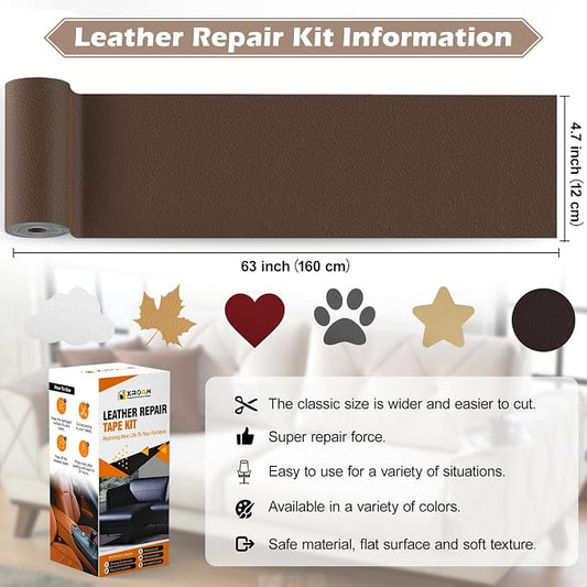 Leather Repair Tape, 4.7x63 inch Leather Patches for Furniture, Self Adhesive Leather Repair Patch for Sofas, Couches, Leather Covers, Seats, Chairs, Vinyl Repair Tape Retro Green
