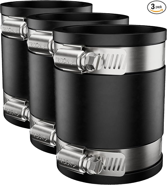 Fernco 1056-22 Flexible Pipe Coupling 2” CI/Plastic/Steel to 2” CI/Plastic/Steel (Pack of 3)