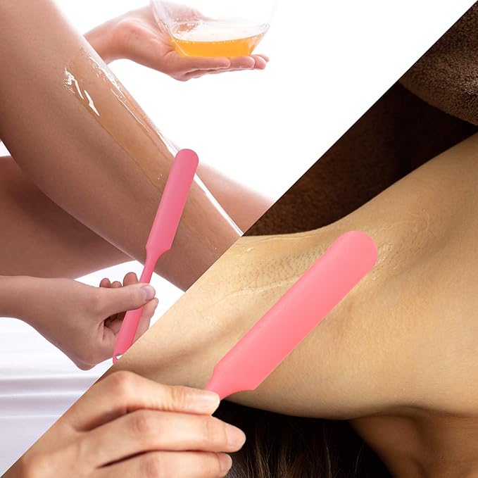 Mudder 3 Pcs Non-stick Wax Spatulas Silicone Waxing Applicator Hair Removal Sticks Applicator Spatula Reusable Hard Wax Scraper for Home Salon Body Use(Pink, Blue, Green)