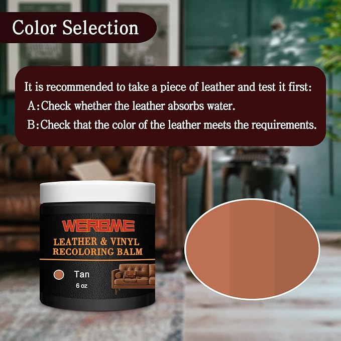 Leather Recoloring Balm & Mink Oil Leather Conditioner, Tan | Restores faded leather, waterproof, scratch repair for couches, car seats, shoes & bags, Complete kit with mink oil & tools