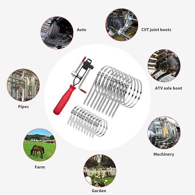 Auto/ATV CV Joint Banding Boot Axle Clamp Pliers with 20PCS Stainless Steel CV Joint Boot Band Clamps for Most Cars