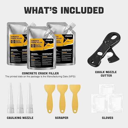 Concrete Crack Filler, 3-Pack Oil-Based Self-Leveling Sealant – Waterproof & Quick Drying for Driveway, Patio, Sidewalk, Garage Floor, Foundation, Basement & Walkway Repair, Gray