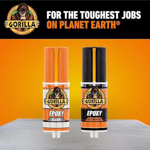 Gorilla 2 Part Epoxy, Clear Epoxy, 0.85 Ounce Syringe (Pack of 2) - 5 Minute Set, Incredibly Strong Bonding