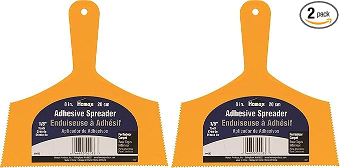 Homax Adhesive Spreader, Yellow, 8", 1/8" Tooth, Spreader for Indoor Carpet, 1 Count (Pack of 2)
