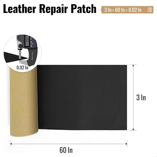 MOJOTORY Leather Repair Patch, Black, 3 x 60 Inches | Soft Touch Leather Repair Tape, Invisible Repair, Large Size, Vinyl Repair Patch for Furniture Couch Sofa Office Chair Seat
