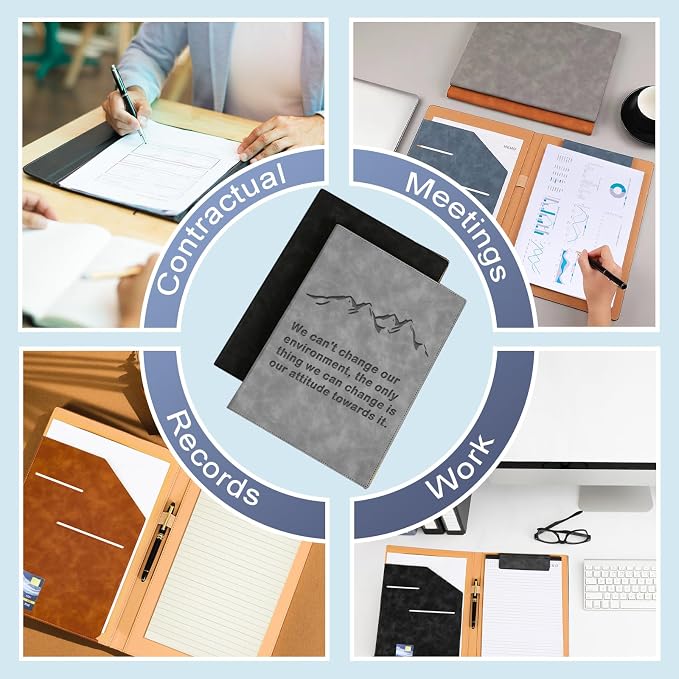 Personalized Leather Padfolio with Engraved Text/Name Customized Faux Leather Portfolio for Schools, Conferences, Corporate Offices