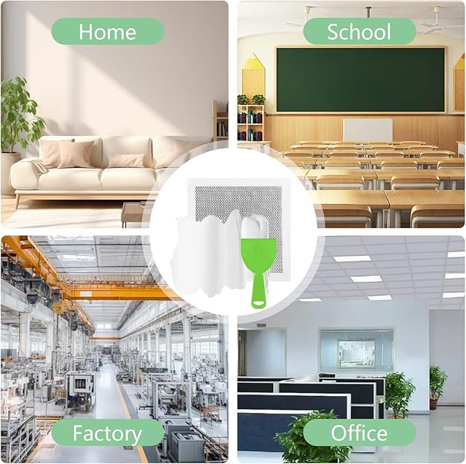Drywall Repair Kit, 4Inch Drywall Patch Kit Self Adhesive Aluminum Plasterboard Wall Patches Quick Fix Plaster Wall with Scraper for Plaster Roof Drywall Crack Repair (9Pcs Kit)