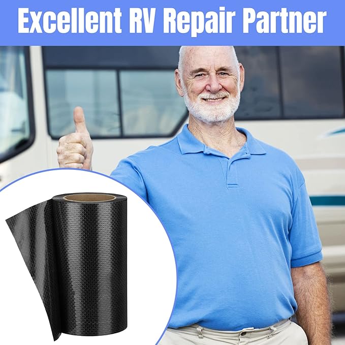 Frienda RV Underbelly Tape RV Underbelly Material Corrugated Waterproof Flex Mend Repair Belly Tape Thick Adhesive Patch Fabric Sealing for Camper Mobile Home Travel Trailer Repair(8 Inch x 50 Feet)