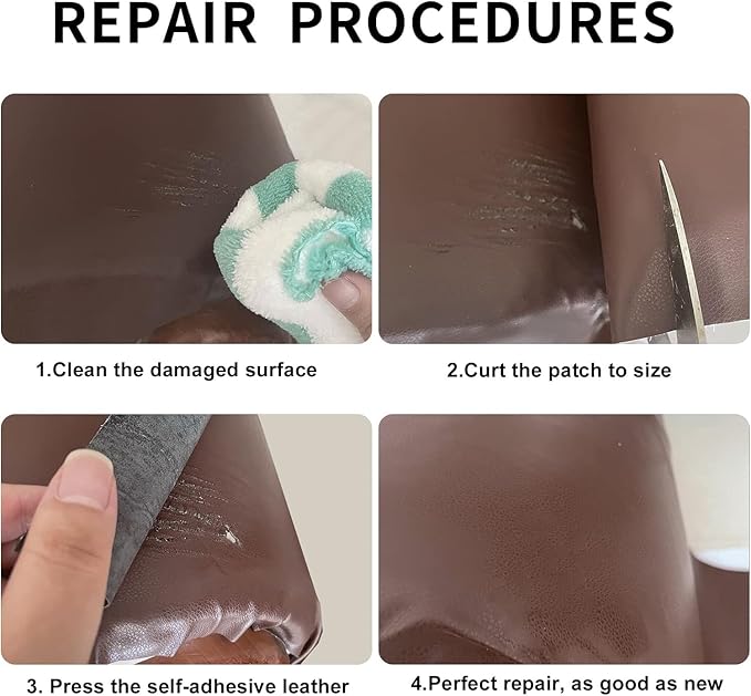 Leather Repair Patch, 17X316 Inch Self Adhesive Leather Repair, Large Vinyl Patch Tape for Couches, Furniture, Car Seats, Cabinets, Wall, Handbags (Brown, 17X316 Inch)