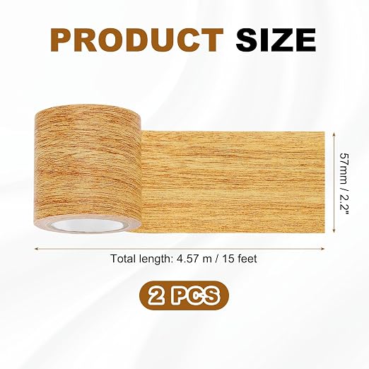 uxcell 2 Pcs Wood Grain Repair Tape, 2.2" x 15ft Self Adhesive Wood Grain Colored Duct Tape Waterproof Repair Patch for Furniture Floor Scratch Fix, Baseboards, DIY Decor, Golden Oak