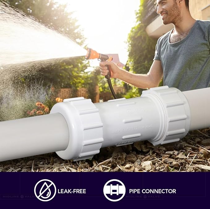 Midline Valve 582DD400 PVC Compression Coupling Pipe Fitting; 4 in.; White Plastic