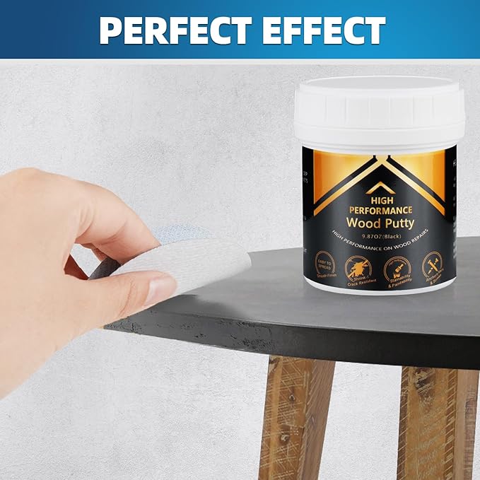 Deuvuo Black Wood Filler, High-Performance Black Wood Putty,Paintable & Sandable Black Black Wood Filler Epoxy - Quickly Fix Wood Cracks And Blemishes With Wood Hole Filler (32Oz)