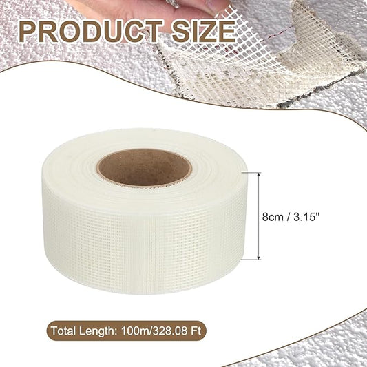 PATIKIL Drywall Repair Mesh Tape, 3 inch x 328 ft Fiberglass Repair Patch Self-Adhesive Dry Wall Joint Tape 9 Mesh Wall Hole Crack and Seam Patch, White