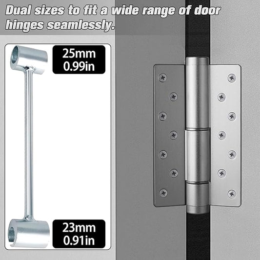 1 Pack Dual Size Door Hinge Adjustment Tool 23–25mm, Door Hinge Repair Tool, Door Gap Adjustment Tool, Door Adjustment Tool, Heavy Duty for Fixing Gaps in Fire, Cleanroom Safety Use (Silvery)