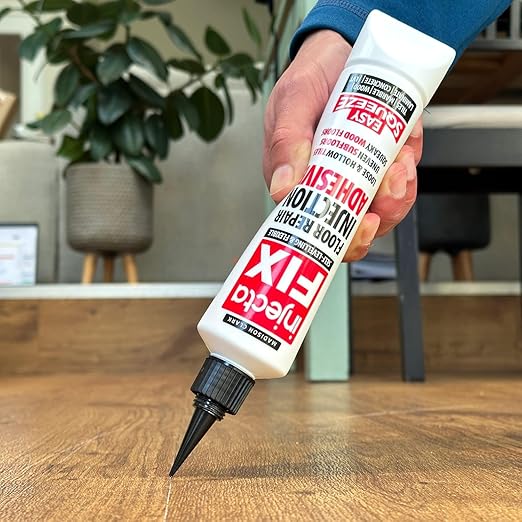 Floor-Fix Pro Eeasy Squeeze 10.1 Fl Oz - Extra Strength - Fix Loose & Hollow Tiles, Squeaky Wood & Laminate - Includes Built in 5/64” Syringe Tip - Adjustable to 5/64. No Sealant Gun Required (3)