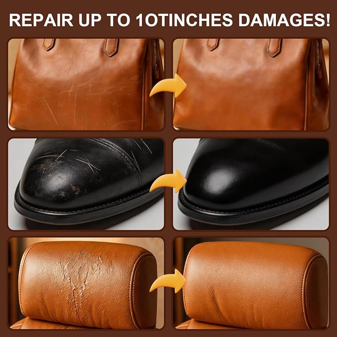Leather Repair Kit for Furniture, Sofa, Jacket, Car Seats & Purse. Fix Tears, Scratches, Holes & Peeling on Genuine, Faux, Bonded.(5 Colors)