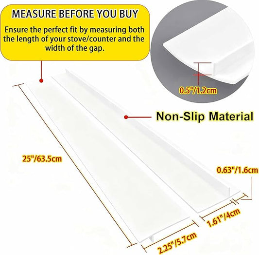2 Pack Flexible Kitchen Stove Gap Covers, Silicone Gap Fillers Between Counter and Stovetop,Washer, Oven, Dryer, Easy to Wipe, Food grade silicone material(Clear,25in)